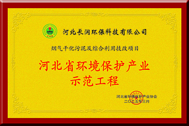 长润环保烟气干化污泥及综合利用技改项目，荣获“河北省环境保护产业示范工程”称号，全省仅三家。